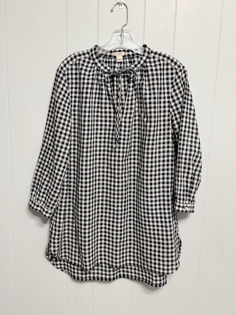 #18)  J. Crew Navy and White Gingham Blouse